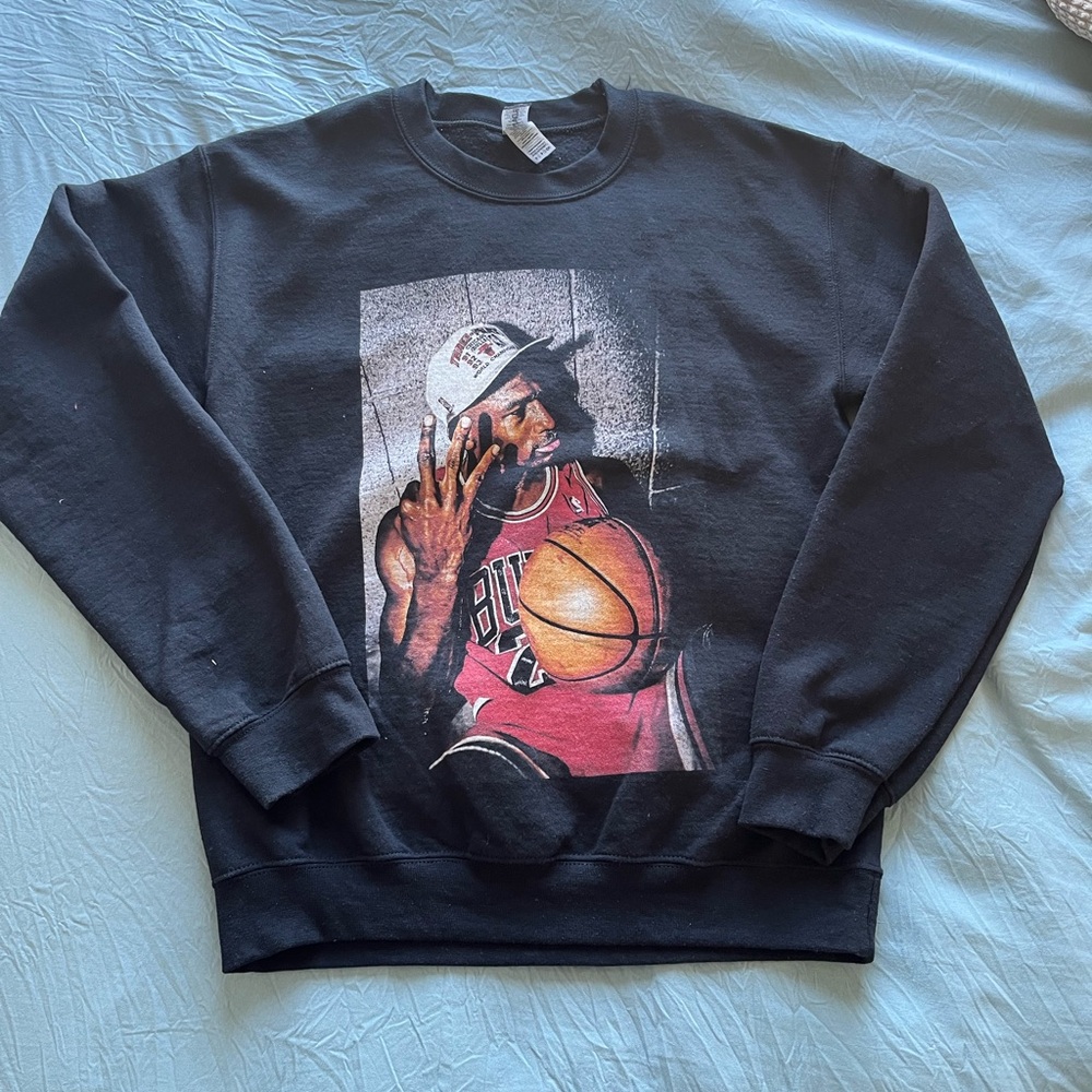 Michael Jordan Black Crewneck Sweater with Graphic Print